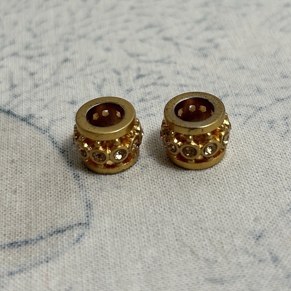 Brighton Gold Plated Crystals Spacer Bead Lot of 2 Sparkly Cutout Pattern - Picture 7 of 9